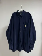 Carhartt FR ネイビー コーデュロイ 長袖 シャツ XL