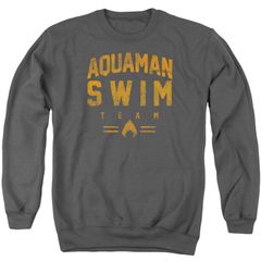 애니메이션 캐릭터 남성 아우터 파커 스웨트 크루넥 셔츠 Licensed Character Justice League Of America Swim Team Adult Crewneck Sweatshirt Charcoal