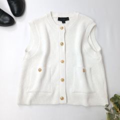 ZARA 扎拉 素色針織上衣背心 金色鈕扣(110K＋0833)26F☆