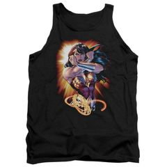 애니메이션 캐릭터 맨즈 탑스 T셔츠 Licensed Character Justice League Of America Wonder Woman Rays Adultank Top Black 블랙