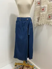半々 デニム ロング丈スカート