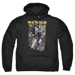 애니메이션 캐릭터 남성 아우터 니트 스웨터 파커 Licensed Character Justice League Of America Wonder Woman Slice Adult Pull Over Hoodie Black 블랙