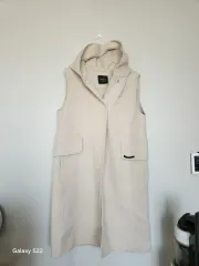 Vaiyou アイボリー フード ロング ベスト