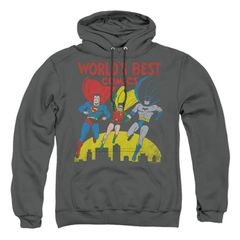 애니메이션 캐릭터 남성 아우터 니트 스웨터 파커 Licensed Character Justice League Of America World Best Adult Pull Over Hoodie Charcoal 차콜