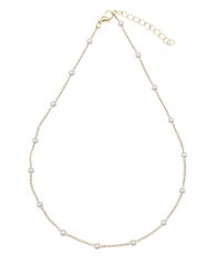 [ROSELLA] ネックレス パールチェーン 細め ゴールド シルバー 40cm アジャスター付き レディース パールアクセサリー 華やか ドレス 結婚式 プチプラ パーティー (ゴールド) [ゴールド]