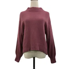 ミスティウーマン mysty woman セーター ニット ハイネック プルオーバー 無地 長袖 F 紫 ピンク パープル