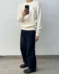 XL ポロラルフローレン クリーム アイボリー コットン クルーネック ニット セーター