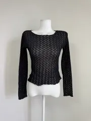 新品) 夏ニット シースルー 長袖Tシャツ