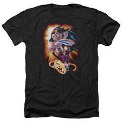 애니메이션 캐릭터 맨즈 탑스 T셔츠 Licensed Character Justice League Of America Wonder Woman Rays Adult Heather Tshirt Black 블랙