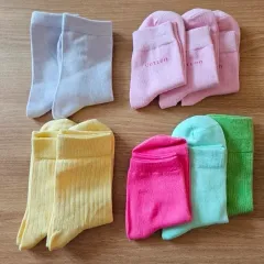 Zセット-まとめ 10足 新品 ジュニア レディース カラー ロークルー 靴下