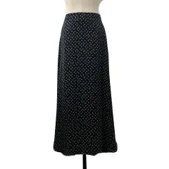 グローバルワーク GLOBAL WORK スカート フレア ロング ウエストゴム 総柄 M 黒 白 ブラック ホワイト