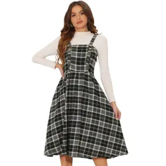 アレグラ ケー レディース ボトムスカート ヴィンテージ A ライン オーバーオール ノースリーブ ALLEGRA K Womens Plaid Vintage Sleeveless Aline Overall Pinafore Dressuspender S