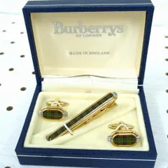 バーバリー ノバチェック ネクタイピン カフリンクス セット グリーン レッド ゴールドカラー 英国製