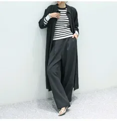 フリー オーガンザ ロング トレンチコート - ブラック Free!