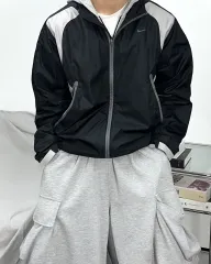 NIKE 00s ブラック グレー ウィンドブレーカー XL