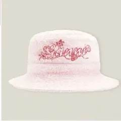 M/L) GANNI ガニー ロゴ 刺繍 フレンチテリー バケットハット ピンク