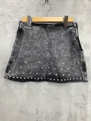 ZARA ザラ 6164/222/802 デニム スタッズ サイドジップ ミニ スカート sizeXS/黒 ■■ レディース