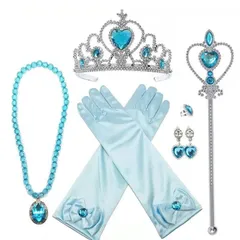 【特価商品】[DERAYEE] コスプレ用 プリンセス 手袋 お姫様 エルサ キッズ 子供用 衣装 仮装 アナ雪 手袋 パーティー ティアラ 子供 魔法のステッキ 子供 あくせさりー セット