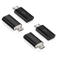 【特価商品】Type C to Micro USB 変換アダプタ 急速充電/データー転送/ 56Kレジス Type C to Micro USB 変換コネクタ (4個セット)充電コネクター スマホ 充電 データ伝送 軽量タイプ(ブラック)RuiMi