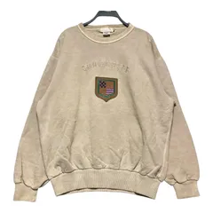 SDI カナダ製 ヴィンテージ 刺繍スウェット THORNHILL ワッペン トレーナー メンズS相当 ベージュ 古着 【スウェット】/ IA335