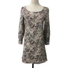 ミニマム MINIMUM ワンピース Aライン ミニ 花柄 総柄 マルチカラー 長袖 2 ベージュ ピンク