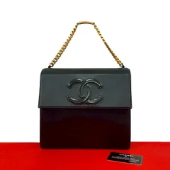 極 美品 カード シール有 4番台 CHANEL シャネル ヴィンテージ ココマーク ラムスキン レザー チェーン ハンドバッグ ブラック 27703
