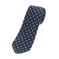 【中古】フランコバッシ FRANCO BASSI プリント ウール 三つ折り ドット柄ネクタイ ネイビーxライトグレー【メンズ】