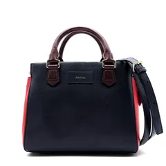 極美品 Paul Smith ポールスミス カラーブロック ハンドバッグ ショルダーバッグ 2WAY レザー 本革 ネイビー レッド 紺 赤 マルチカラー ゴールド金具 肩掛け 斜め掛け 手提げ 通勤 通学 鞄 レディース ウィメンズ デート 上品 エレガント