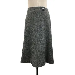 アンケート en quete スカート フレア 膝丈 ウール ツイード 9 黒 グレー ブラック