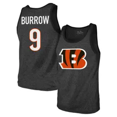 マジェスティック メンズ トップス Tシャツ Mens Majestic Threads Joe Burrow Black Cincinnati Bengals TriBlend Player Name Number Tank Top Bng Black ブラ