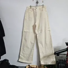 アイボリー ワイド デニム パンツ 26 ストレッチ