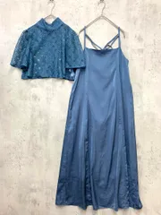 BONLECILL ボンルシール OIRop249 noir チェック柄レースボレロ＆変形キャミソールドレス ワンピース sizeF/ブルー系 ■■ レディース