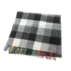 【中古】グレンプリンス Glen Prince ウール チェック柄 ストール ブラックxホワイト【ユニセックス】