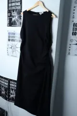 W(L-XL) コス ONE PIECE ノースリーブシャーリング ブラック-17644