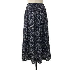 アフタヌーンティー Afternoon Tea WARDROBE スカート プリーツ ロング ウエストゴム 総柄 MR 紺 白 ネイビー ホワイト