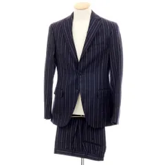 【中古】ベルベスト Belvest ウール ストライプ 3つボタンスーツ ダークネイビーxホワイト【サイズ44】【メンズ】のサムネイル