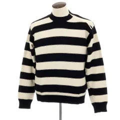 【新品】ヌメロ ヴェントゥーノ N°21 コットンナイロン ボーダー プルオーバーニット ブラックxオフホワイト【サイズ50】【メンズ】