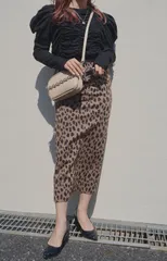 Leopard Stretch H-Line Long Skirt (brown)のサムネイル