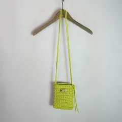 正規 N°21 ヌメロ ヴェントゥーノ Nylon Sholder Bag ロープ 編み ナイロン ショルダー バッグ ポーチ 黄緑 本物 1596Q★2