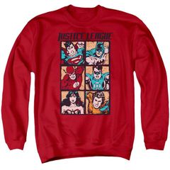 애니메이션 캐릭터 맨즈 아우터 파커·스웨트 크루넥 셔츠 Licensed Character Justice League Of America Rough Panels Adult Crewneck Sweatshirt Red 레