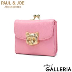 新品 ポール&ジョー 猫 ブローチ付き 三つ折り財布 レッド 専用箱あり