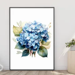 アートポスター【青いあじさい】【A4】季節 花 観葉植物 ボタニカル ガーデン インテリア ウォールアート
