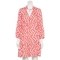 エレントレイシー レディース トップス ワンピース Vネック ティアード ミニ Womens Ellen Tracy VNeck Long Sleeve Tiered Mini Dress Geo Print