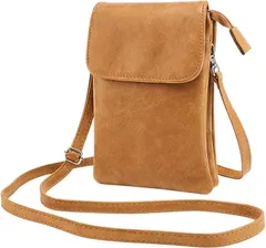 ａｄｚｕ スマホショルダー バッグ レディース スマホポーチ サコッシュ 縦型 斜めがけ ミニショルダーバッグ PU 軽量 マット調 (ブラウン)