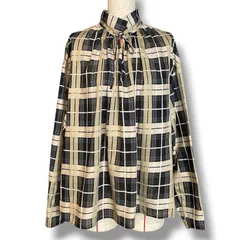 TOMORROWLAND トゥモローランド シアータータンチェック ハイネックブラウス シャツ リボン 長袖 13-01-24-01204 黒 ブラック ベージュ サイズ36 レディース 通年 ゴーゴー古着マルイ北千住店 1 No.1915