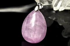 【１点物】シルバー925◇高発色 クンツァイト　25x18mm　ドロップ ペンダントトップ パワーストーン 天然石 _PD861