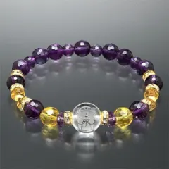 お地蔵さま功徳アメジスト×白水晶天然石ブレス