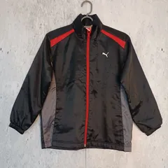 PUMA プーマ キッズ用ウィンドブレーカー ブラック×グレー×レッド 140サイズ アウター ◇〇