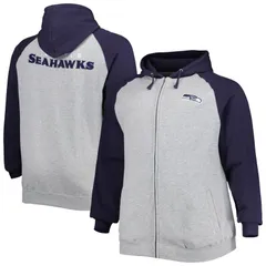 ファナティクス メンズ アウター パーカー・スウェットール フリース ジャケット Fanatics Mens Heather Gray Seattle Seahawks Big Tall Fleece Raglan FullZip Hoodie Jacket
