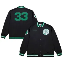 ミッチェルネス メンズ アウター ジャケット・ブルゾン サテン Mens Mitchell Ness Larry Bird Black Boston Celtics NBA Legends FullSのサムネイル